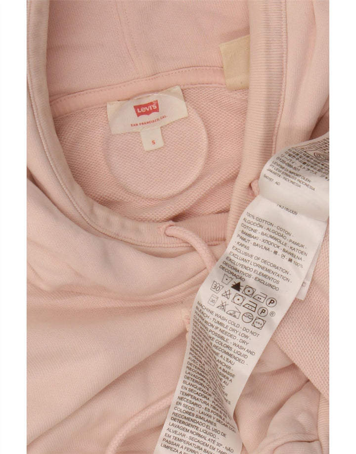 Maglione oversize con cappuccio da donna LEVI'S UK 10 piccolo cotone rosa