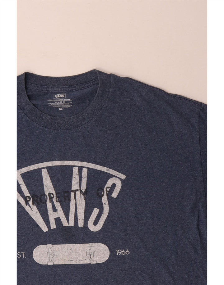 T-shirt grafica da uomo Vans Top XL in cotone blu navy