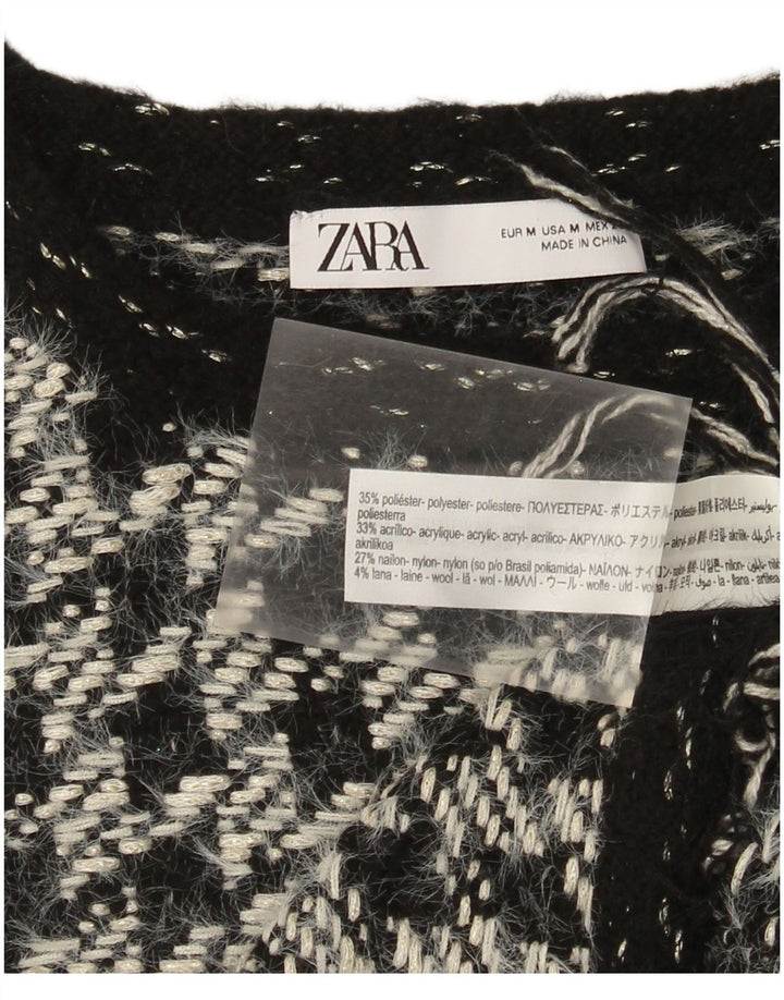 Canottiera da donna Zara UK 12 media nera in poliestere pied de poule