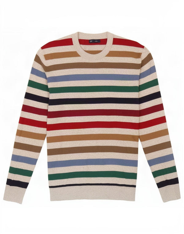 Maglione da uomo girocollo Gap in cotone a righe piccole multicolore