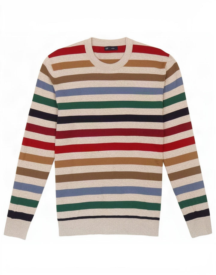 Maglione da uomo girocollo Gap in cotone a righe piccole multicolore