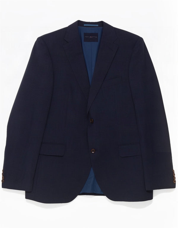 Giacca blazer da uomo a 2 bottoni Tommy Hilfiger UK 40 grande gessato blu navy