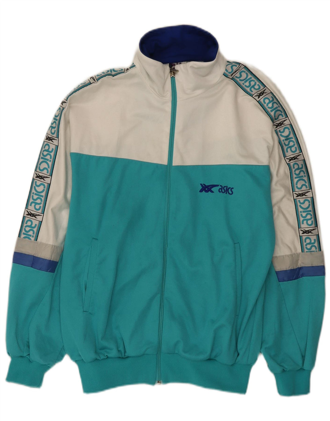 Giacca da ginnastica grafica da uomo Asics, color block turchese medio