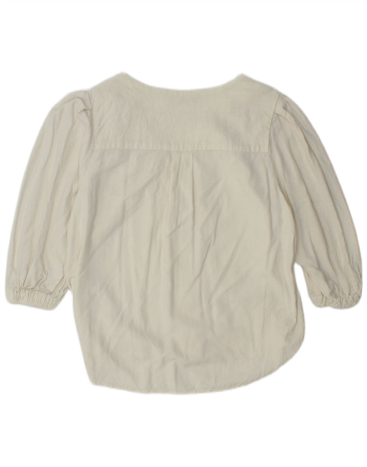 Camicia Zara da donna oversize con maniche a 3/4, taglia UK 10, piccola, in cotone bianco sporco