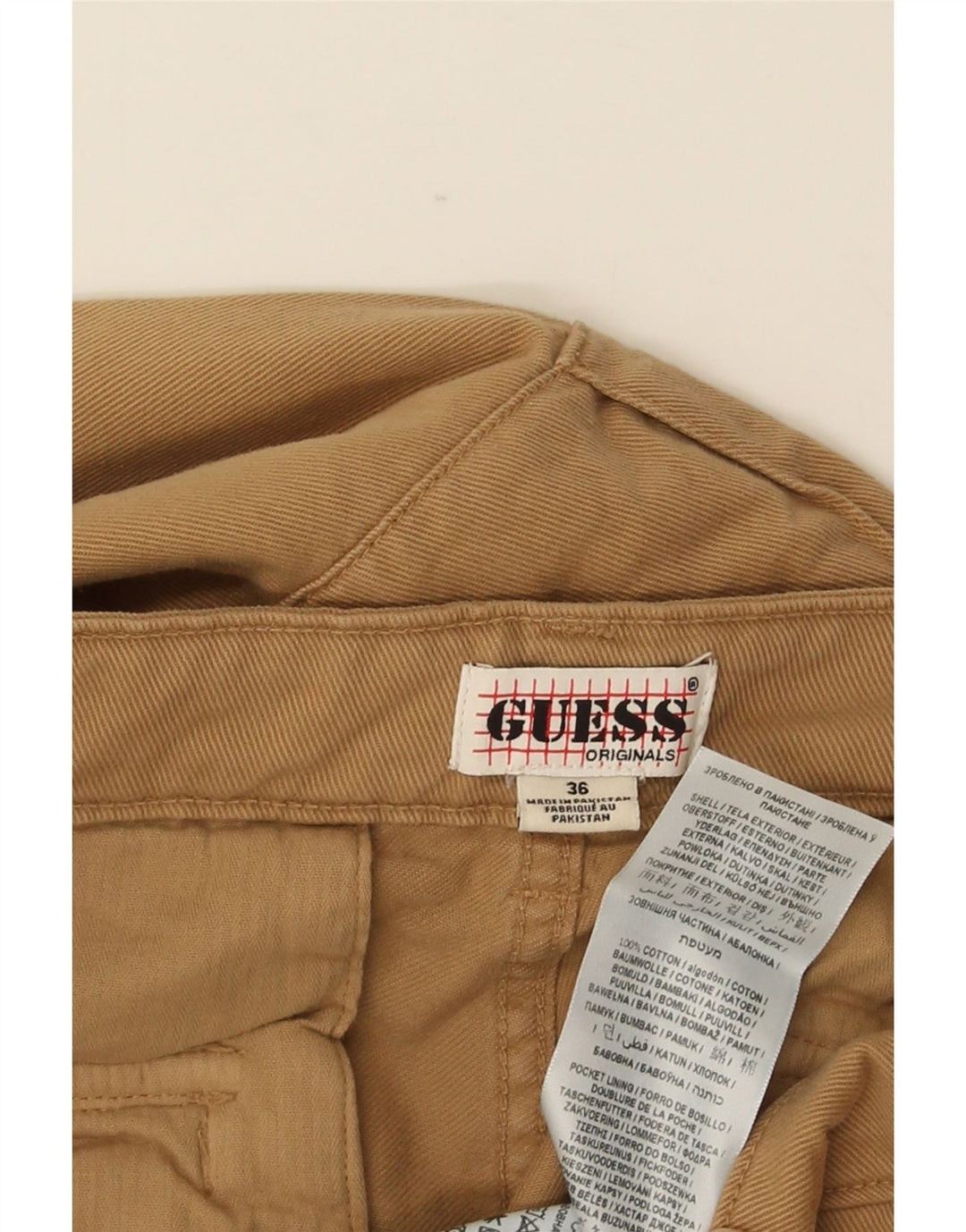 Pantaloni cargo dritti da uomo GUESS W36 L31 in cotone beige