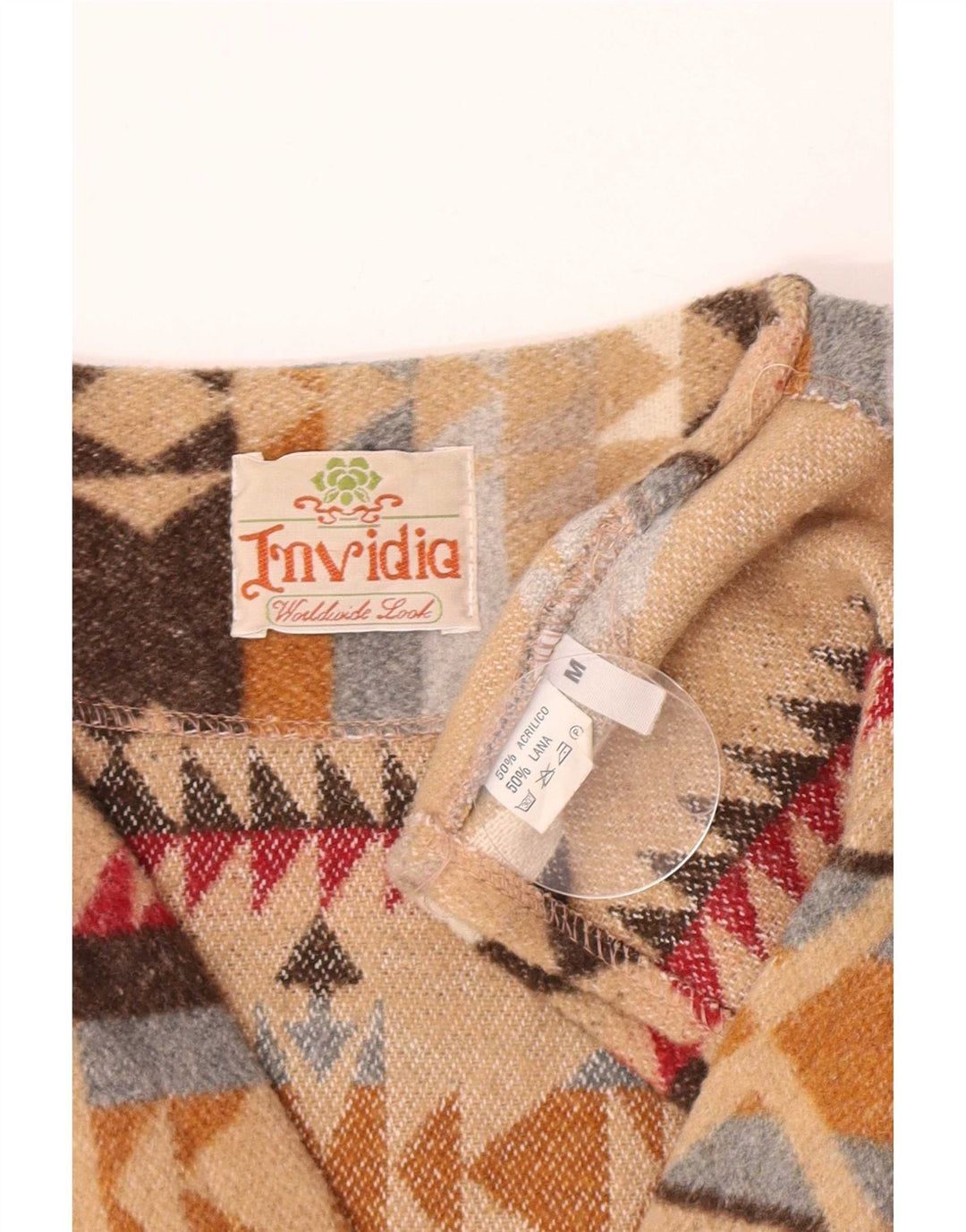 Gilet vintage da uomo in acrilico a righe beige medio