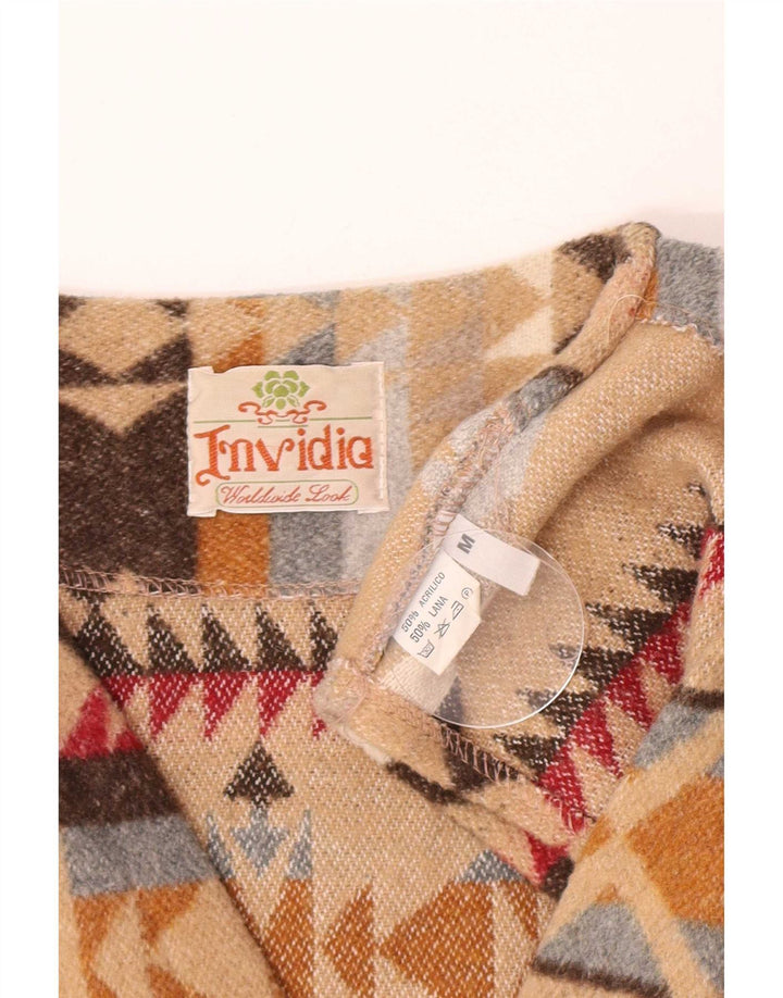 Gilet vintage da uomo in acrilico a righe beige medio