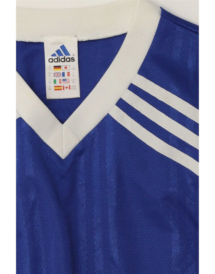 Adidas Maglietta grafica da uomo a maniche lunghe XL in poliestere a righe blu