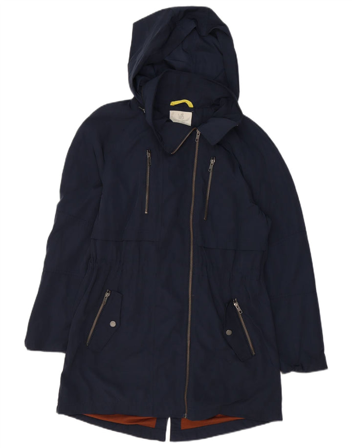 WHITE STUFF Giacca parka da donna con cappuccio UK 12 Poliestere blu navy medio