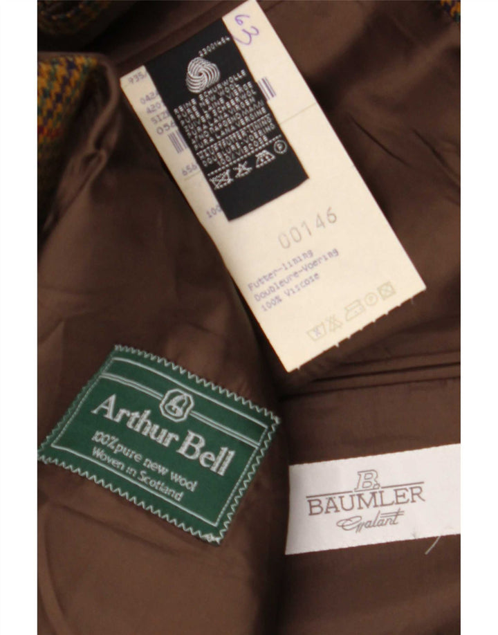 Baumler Giacca blazer da uomo a 2 bottoni IT 52 XL Marrone pied de poule lana nuova