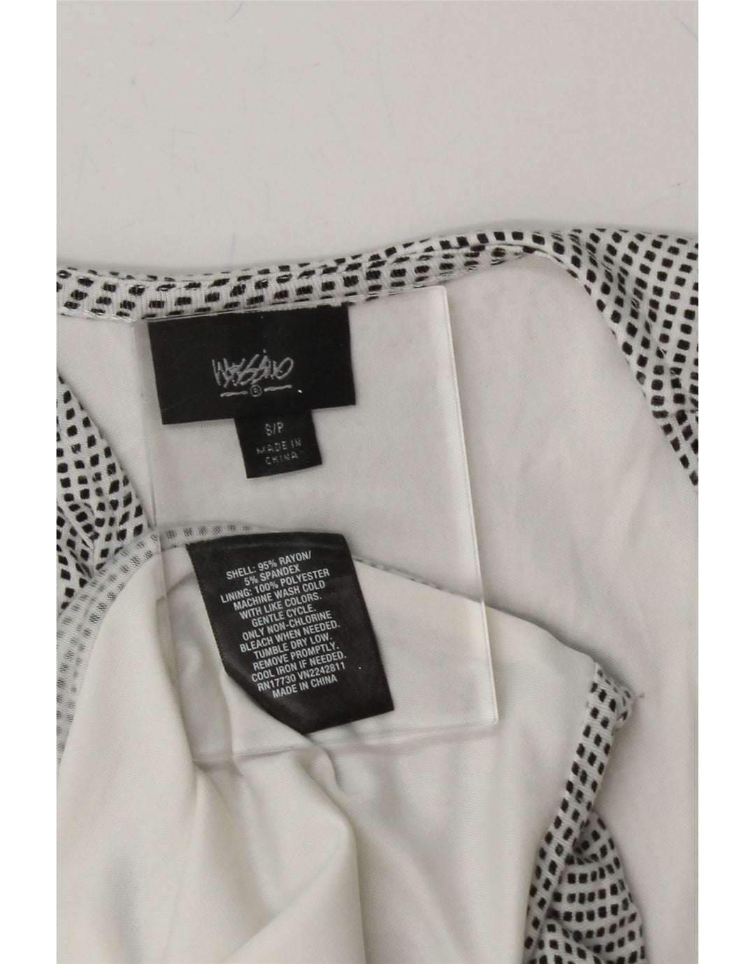 MOSSIMO Womens Sleeveless Bodycon Dress UK 8 Small White Spotted Rayon Vintage Mossimo and Second-Hand Mossimo from Messina Hembry 