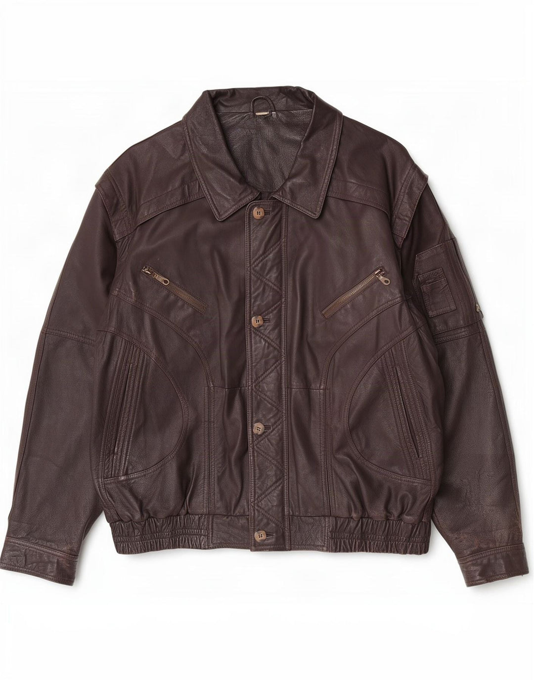 Giacca in pelle vintage da uomo UK 42 XL Marrone