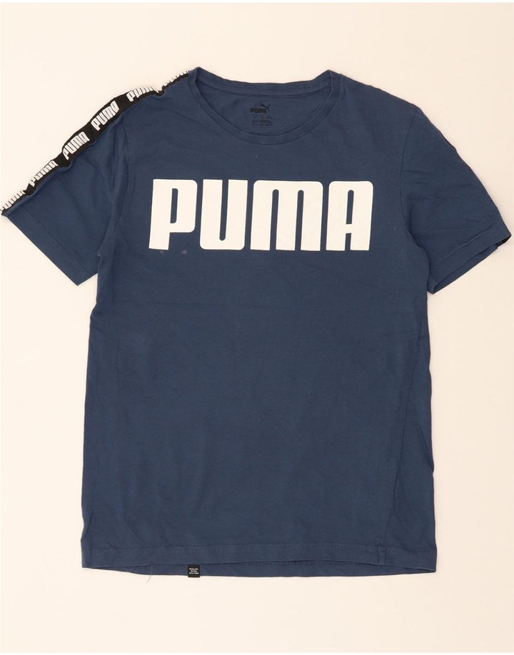 PUMA Mens Graphic T-Shirt Top Medium Navy Blue Cotton Vintage Puma and Second-Hand Puma from Messina Hembry 