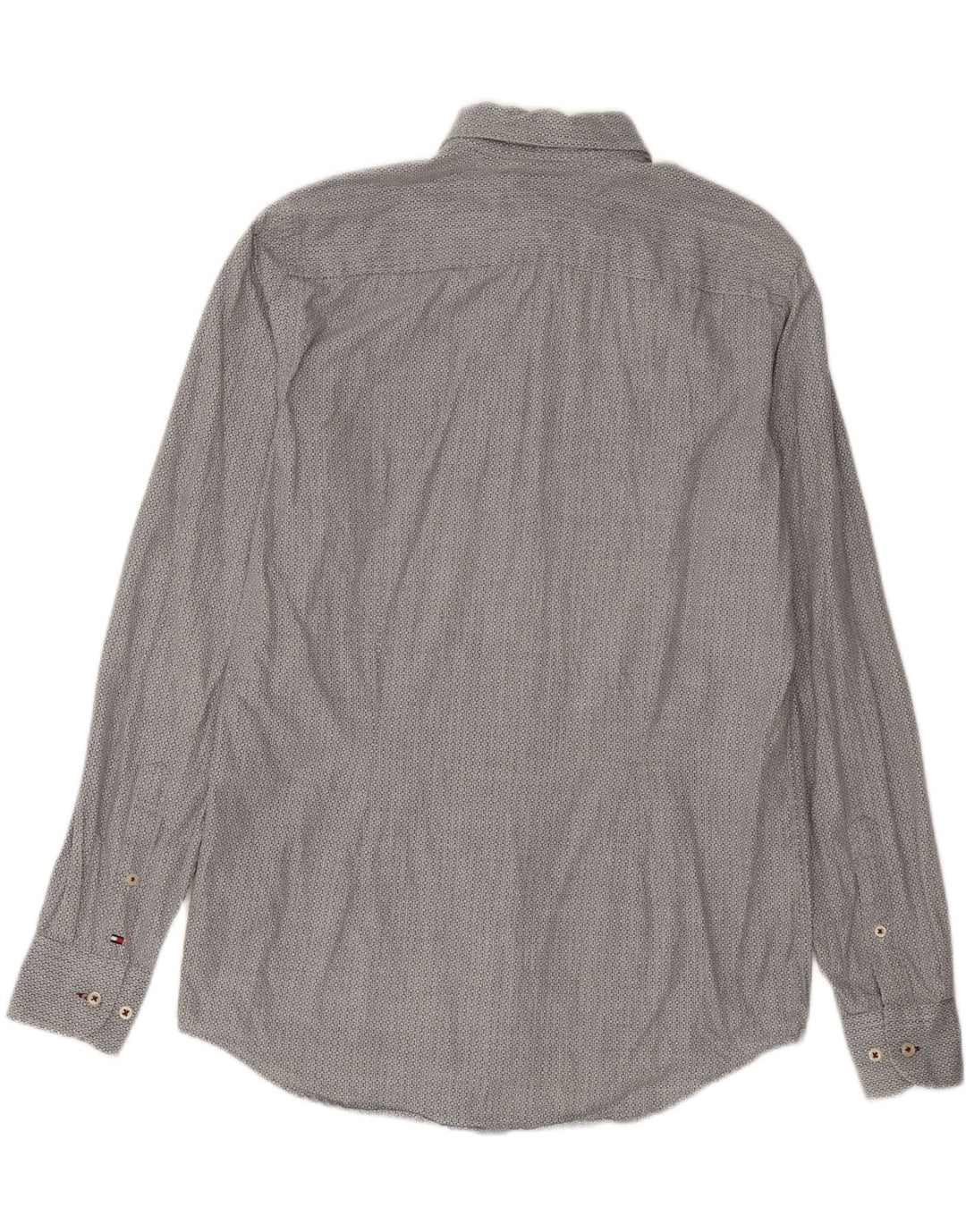 TOMMY HILFIGER Mens Regular Fit Shirt Medium Grey Geometric Cotton Vintage Tommy Hilfiger and Second-Hand Tommy Hilfiger from Messina Hembry 