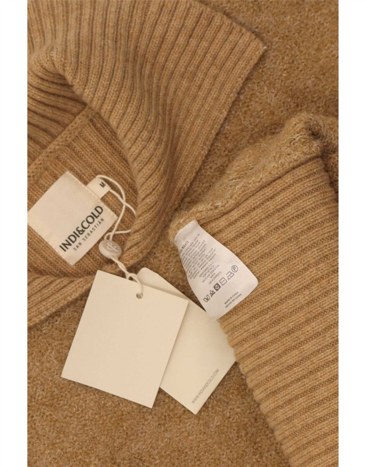 Maglione maglione collo alto da donna Indi & Cold UK 14 Lana beige medio