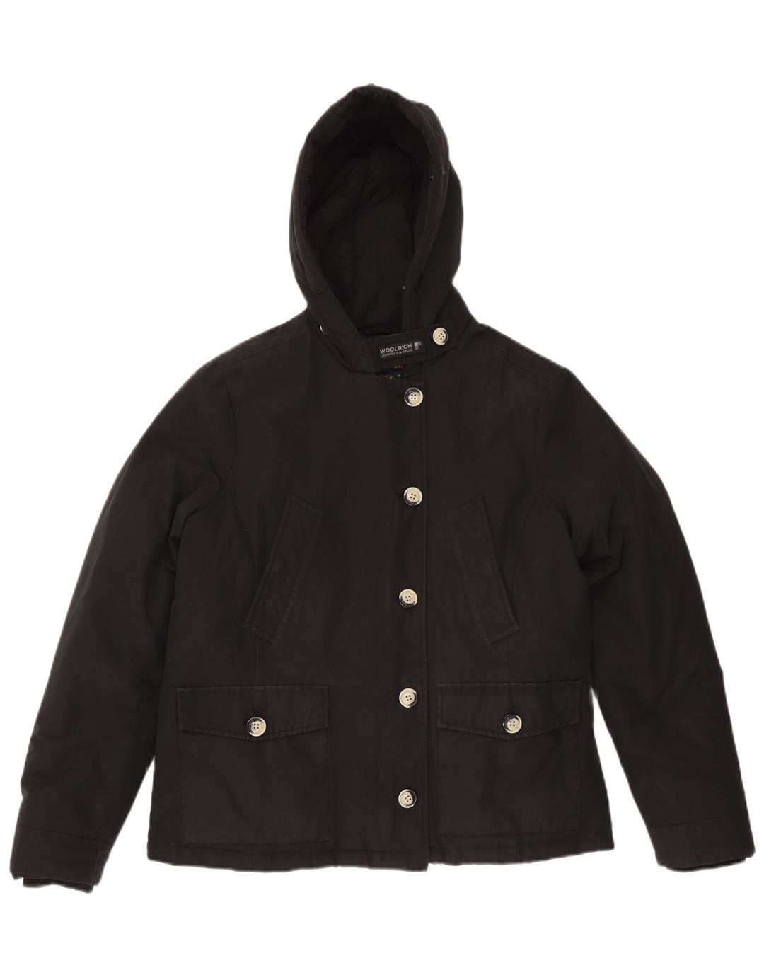 Giacca imbottita oversize con cappuccio da donna Woolrich UK 18 XL cotone nero