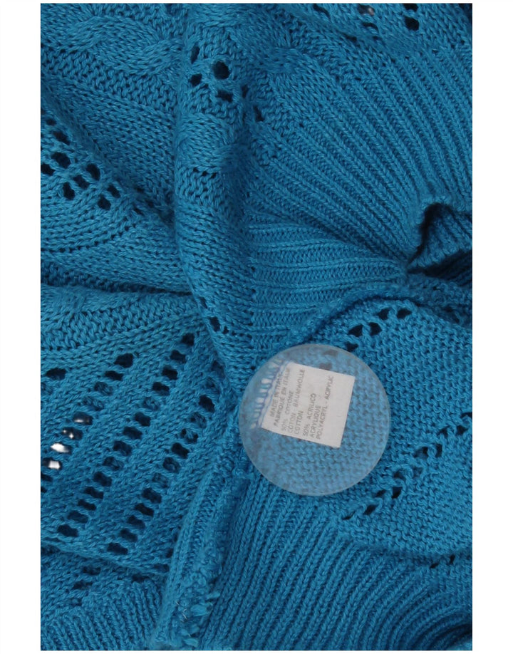 Canotta vintage da donna, canotta UK 14, cotone blu medio
