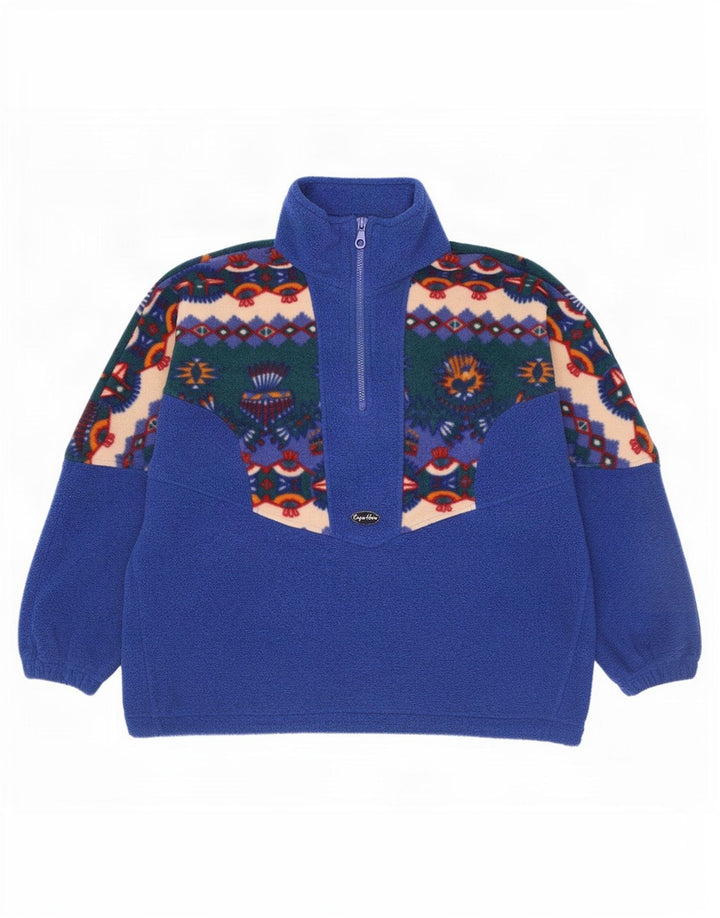 Maglione in pile da uomo Cape Horn con zip e collo in poliestere geometrico blu medio