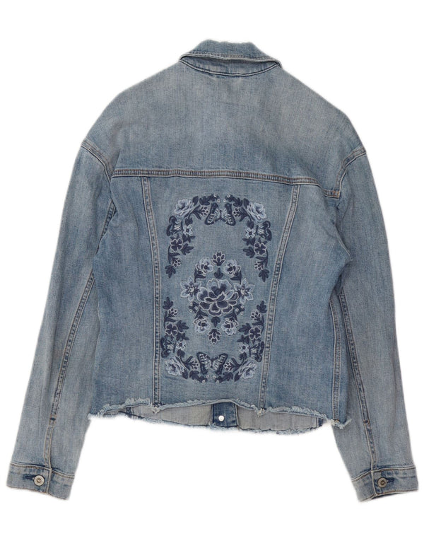 Giacca di jeans da donna HOLLISTER UK 6 XS Blu floreale in cotone