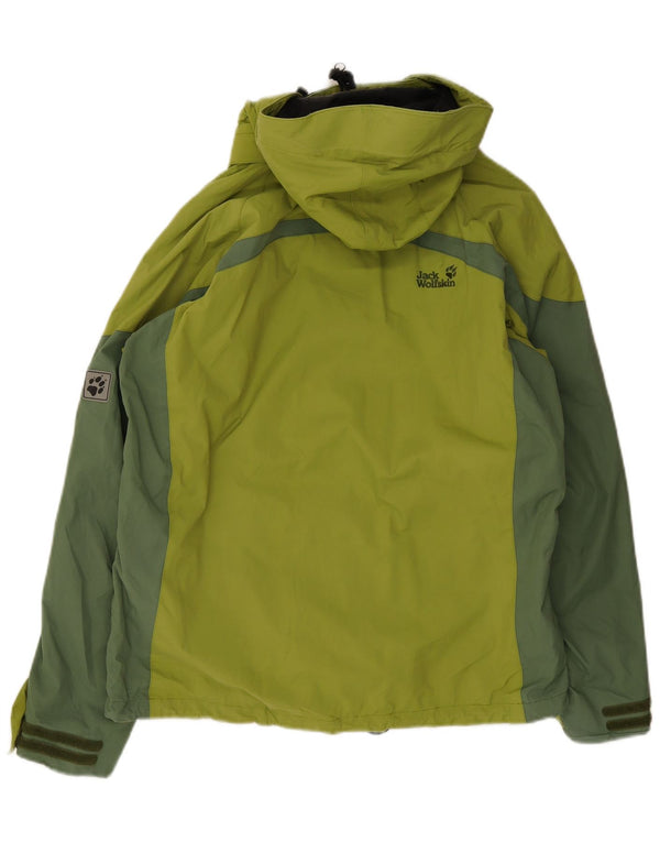 Giacca antipioggia con cappuccio da donna Jack Wolfskin UK 14/16 Large Green Colourblock