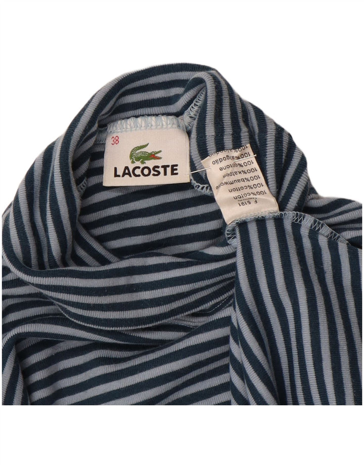 LACOSTE Top da donna manica lunga taglia 38 cotone a righe blu medio