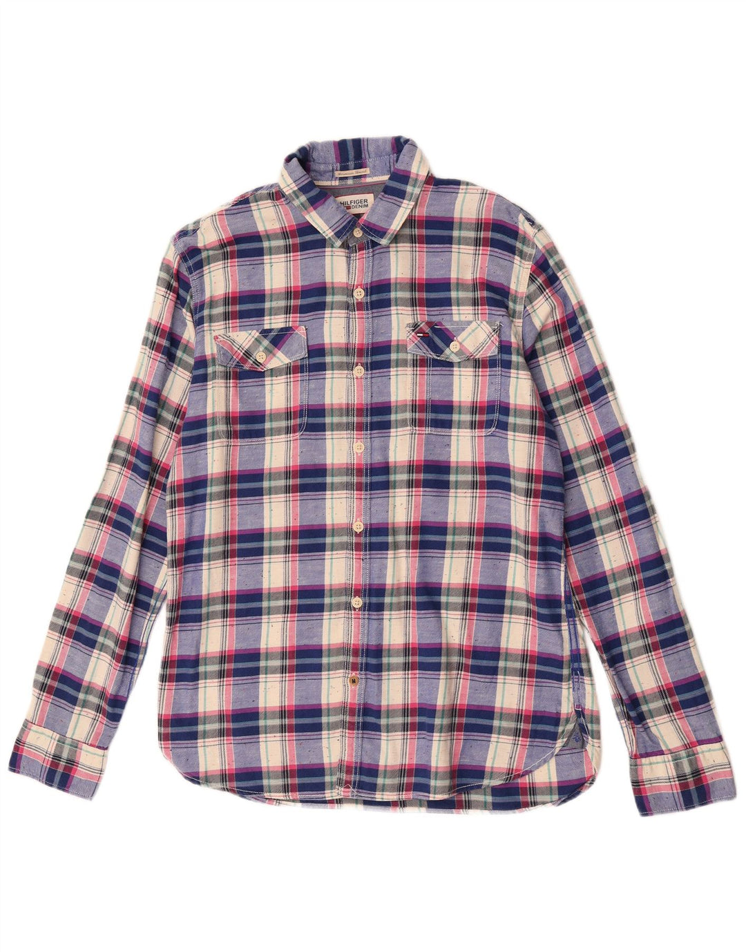 Camicia da uomo Tommy Hilfiger a quadri grandi in cotone blu