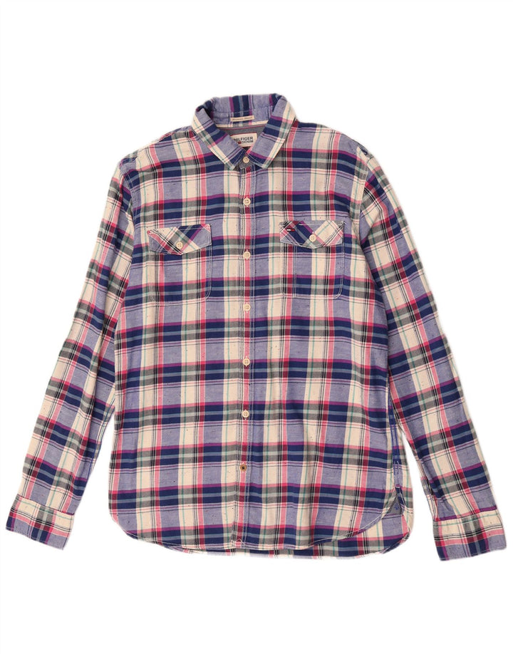 Camicia da uomo Tommy Hilfiger a quadri grandi in cotone blu