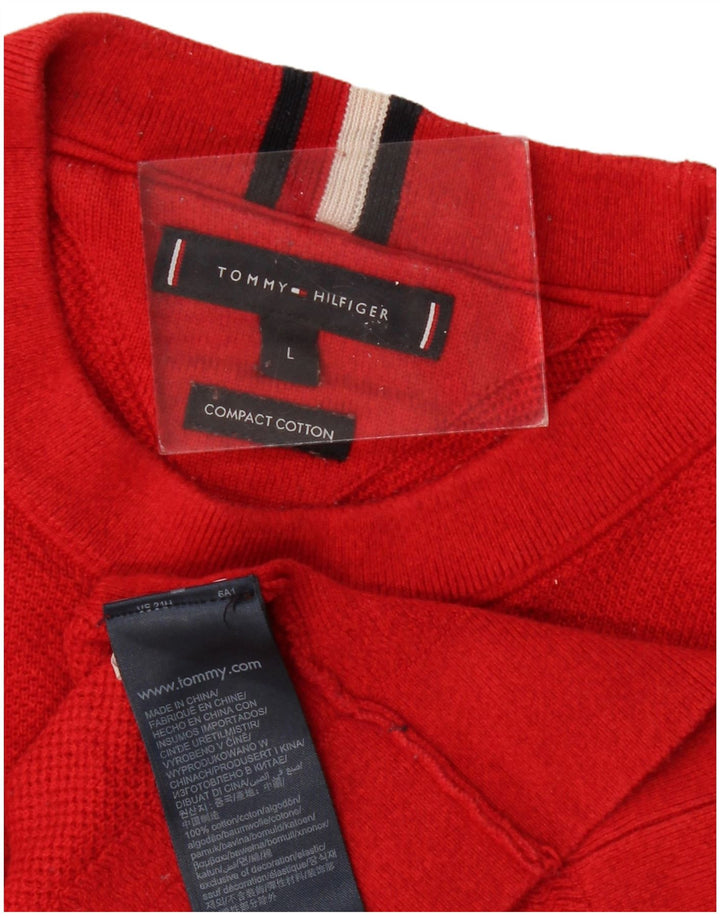 TOMMY HILFIGER Maglione maglione girocollo da uomo grande cotone rosso