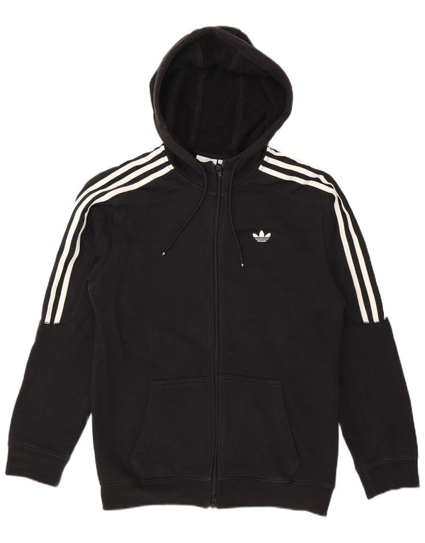 Maglione con cappuccio e zip Adidas da uomo piccolo in cotone nero
