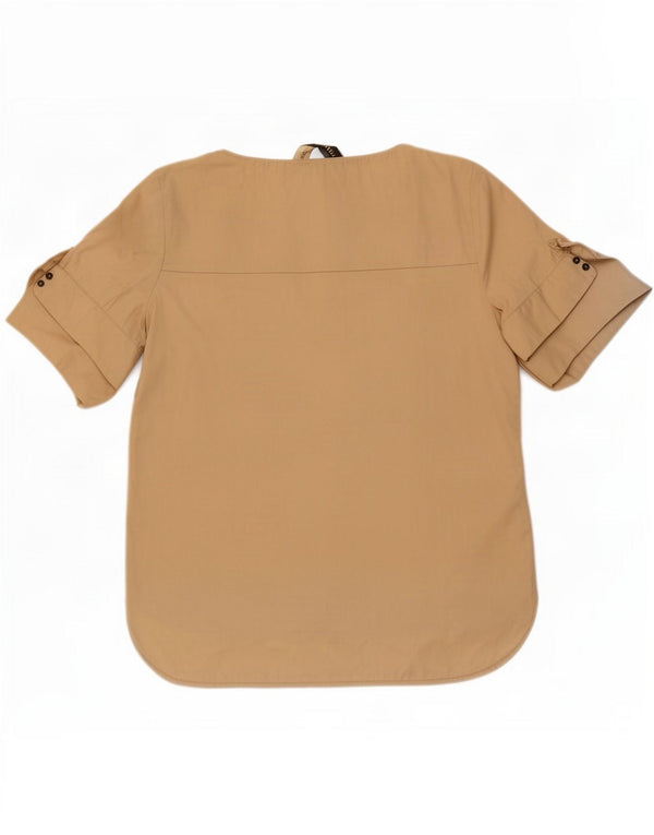Top Zara da donna in camicetta UK 16 grande in cotone color block beige