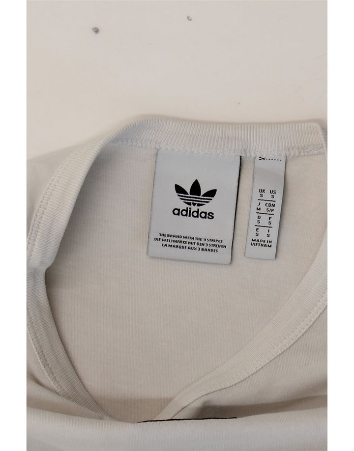 ADIDAS Mens Graphic Top Long Sleeve Small Grey Cotton Vintage Adidas and Second-Hand Adidas from Messina Hembry 