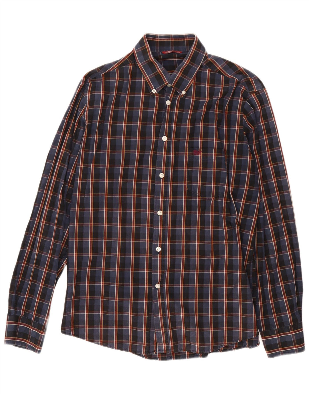 Camicia da uomo Carrera grande in cotone a quadri blu navy