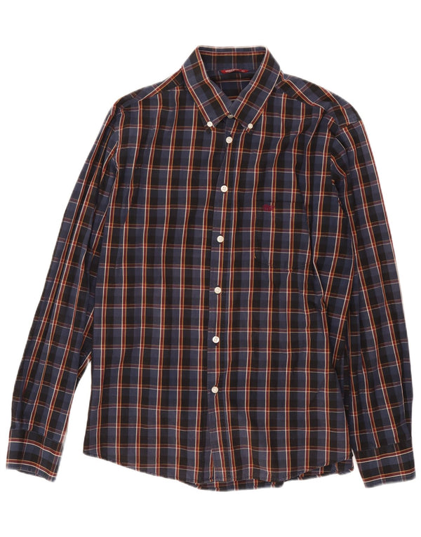 Camicia da uomo Carrera grande in cotone a quadri blu navy
