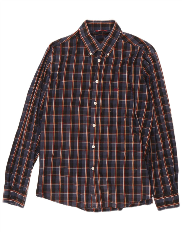 Camicia da uomo Carrera grande in cotone a quadri blu navy