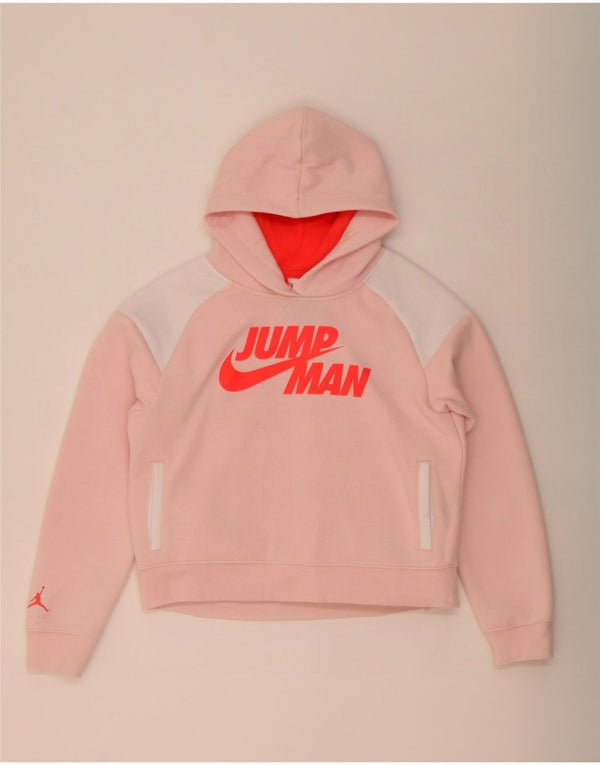 Felpa con cappuccio grafica per ragazze Jordan 13-14 anni XL in cotone color block rosa