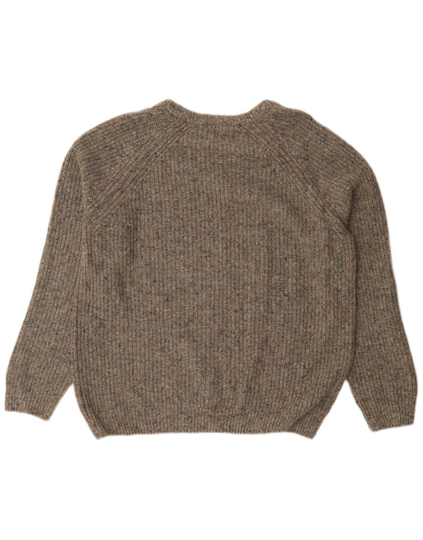 Zara Mens Crew Neck Jumper Sweater Large Grey Flecked Wool
