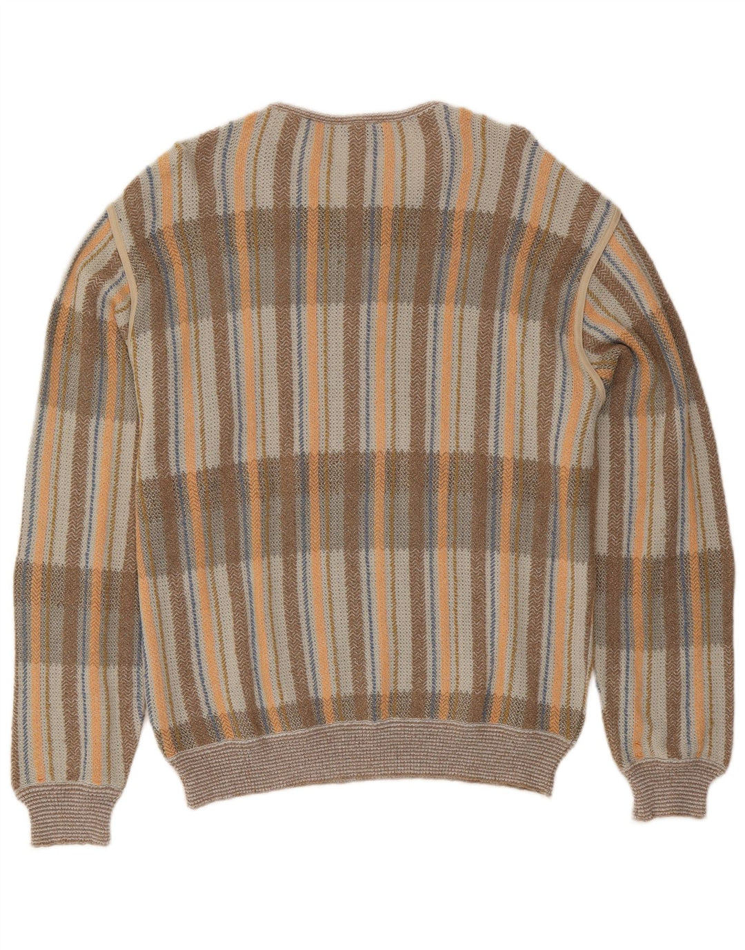Maglione vintage da uomo con collo a bottoni IT 54 XL in cotone a quadri grigio