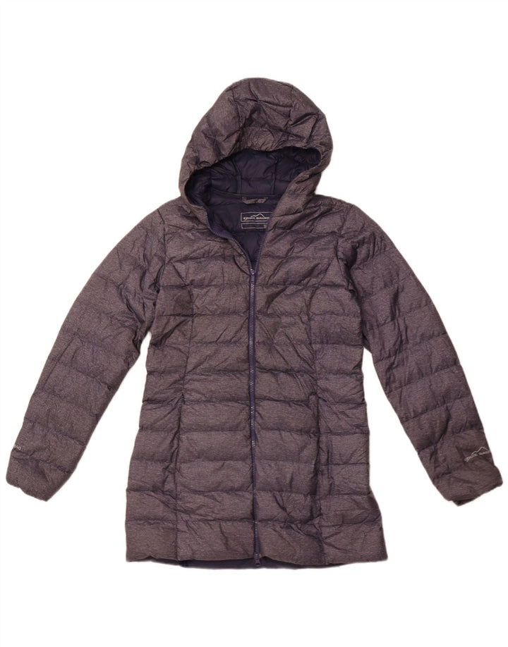 Cappotto imbottito con cappuccio da donna EDDIE BAUER UK 10 piccolo poliestere blu navy