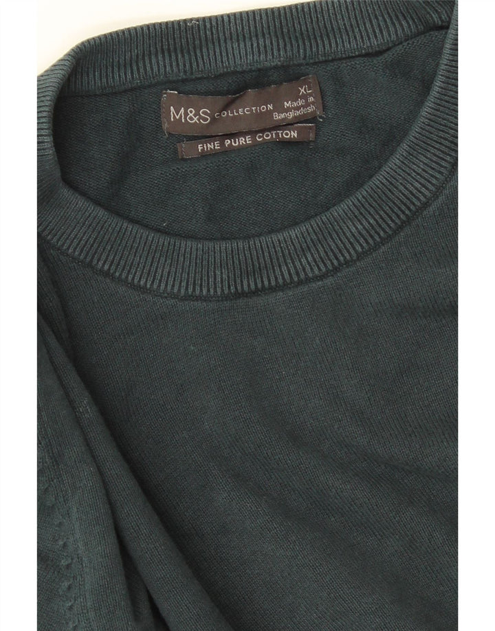 MARKS & SPENCER Maglione maglione girocollo da uomo XL cotone verde
