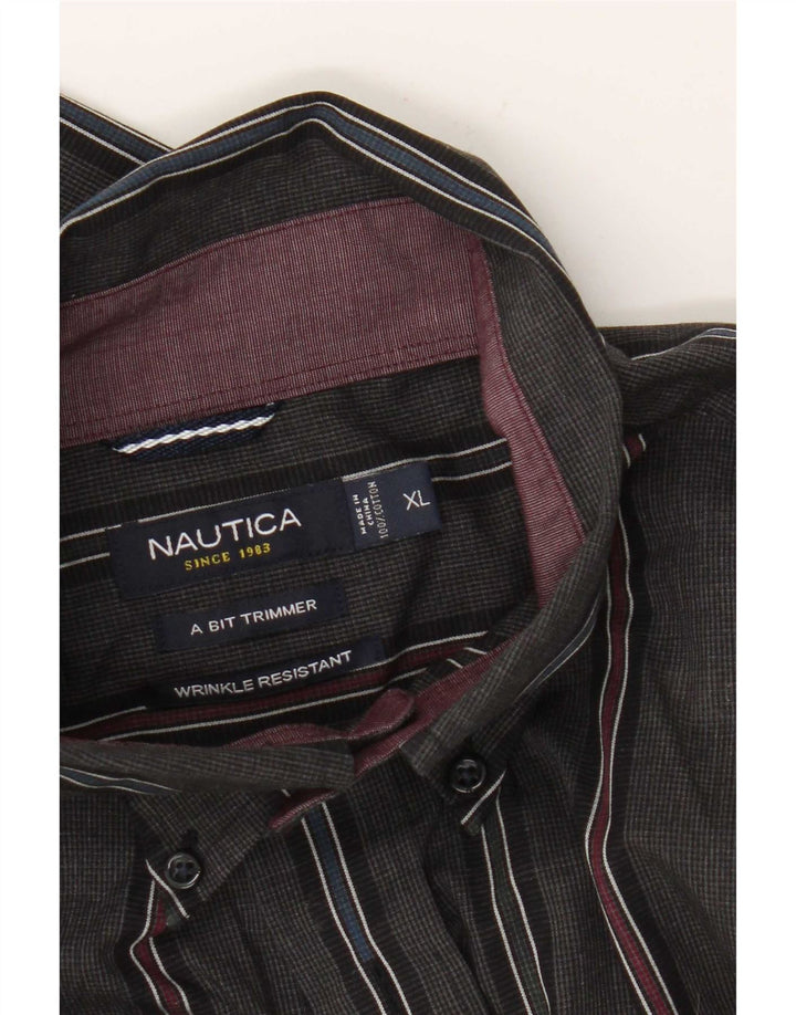 Camicia da uomo Nautica XL in cotone a righe grigie