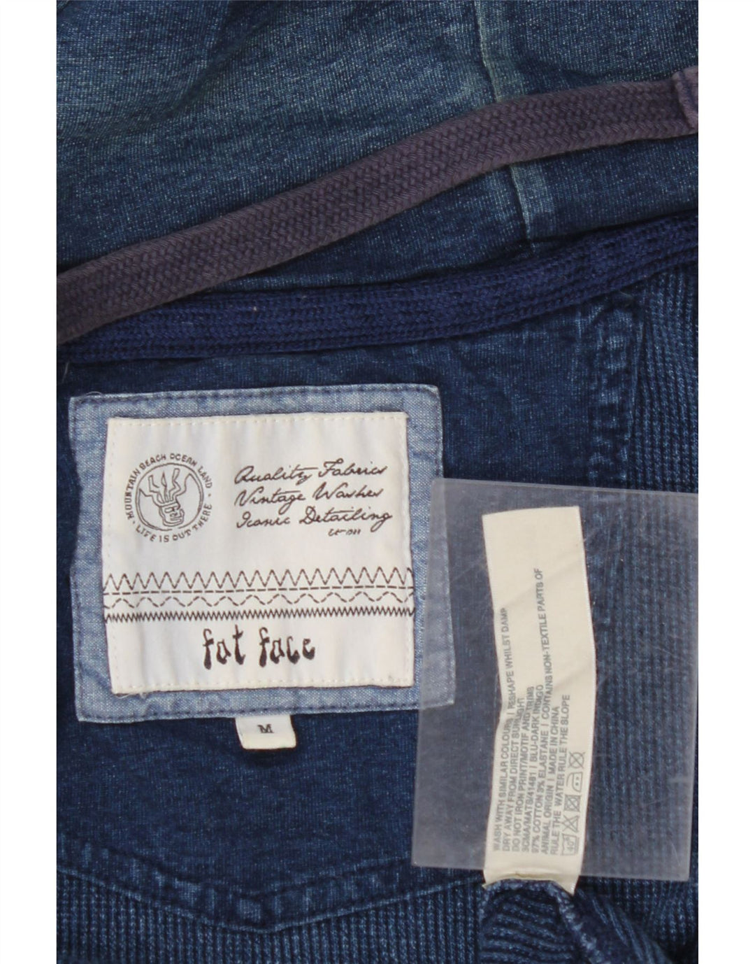 FAT FACE Maglione con cappuccio e zip da uomo in cotone blu navy medio