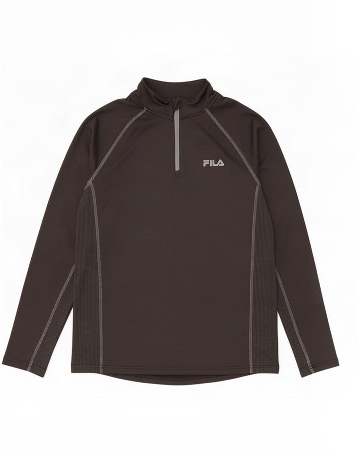 Maglia da ginnastica Fila da uomo con zip e collo in poliestere medio nero