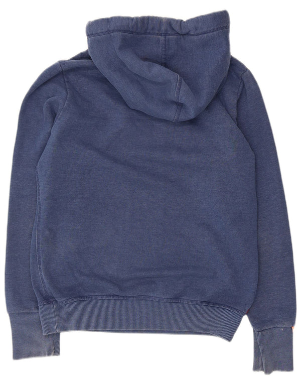 Felpa con cappuccio da donna Superdry UK 16 grande cotone blu navy