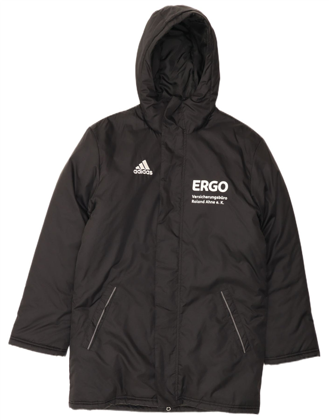 Cappotto imbottito imbottito con grafica ampia Adidas da uomo UK 36 piccolo nylon nero