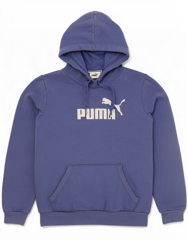 Puma Womens Graphic Hoodie Jumper UK 8 Small Blue Cotton