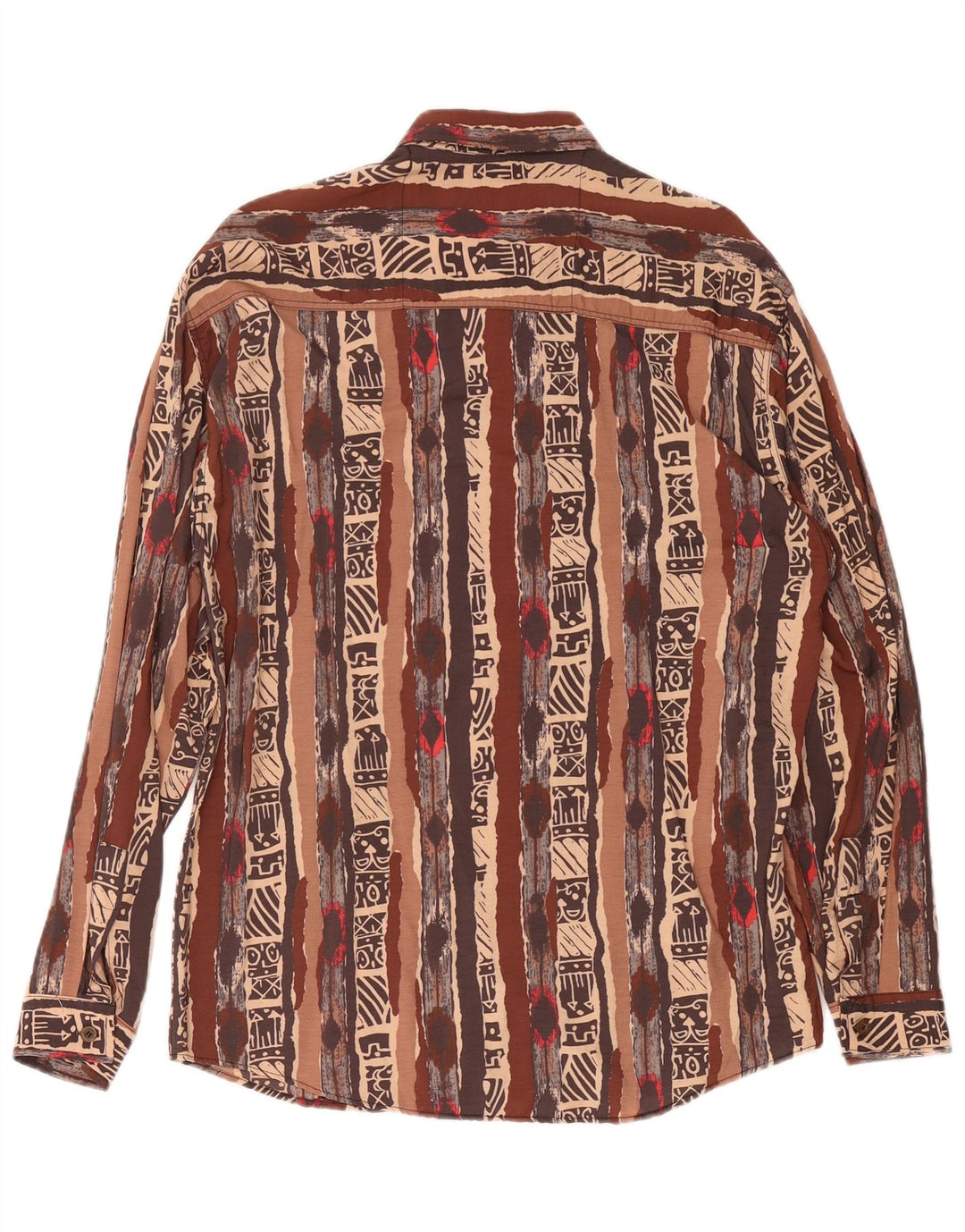Camicia vintage da uomo con motivo astratto in viscosa marrone medio