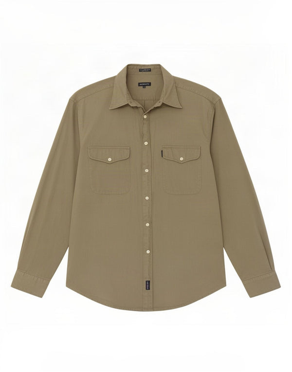 Gant Mens Shirt Large Khaki Cotton