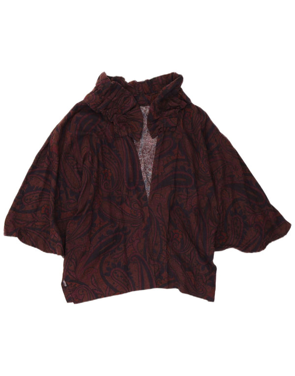 Top cardigan manica 3/4 da donna VINTAGE UK 16 grande cachemire bordeaux
