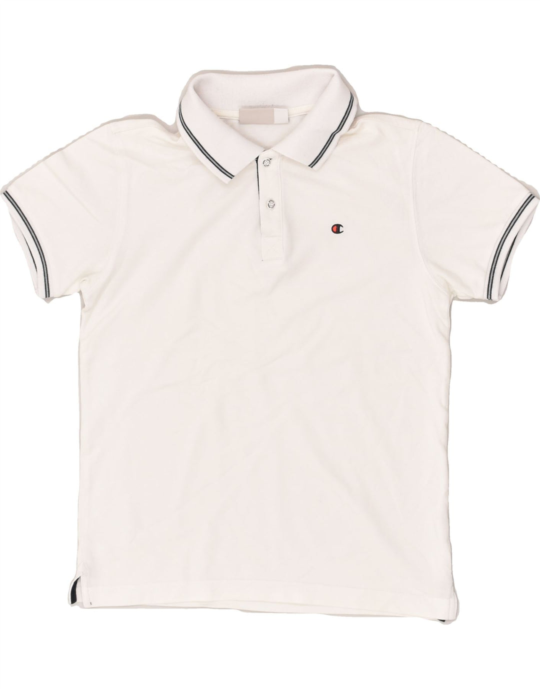CHAMPION Boys Polo Shirt 9-10 Years Medium  White Cotton | Vintage Champion | Thrift | Second-Hand Champion | Used Clothing | Messina Hembry 