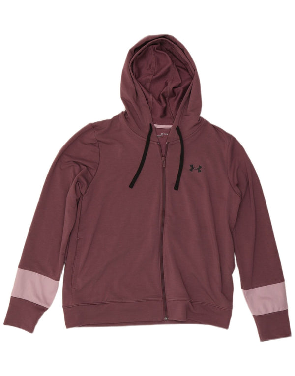 Felpa con cappuccio e zip da donna UNDER ARMOUR UK 14 Blocco colore marrone medio medio